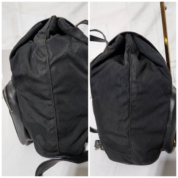 Authentic Gucci Vintage Leather-Trimmed Nylon Backpack Black - Picture 9 of 11